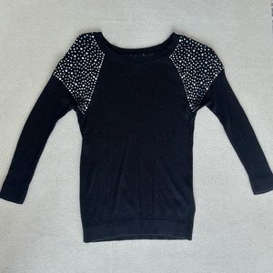Black Long Sleeve Top with Crystals